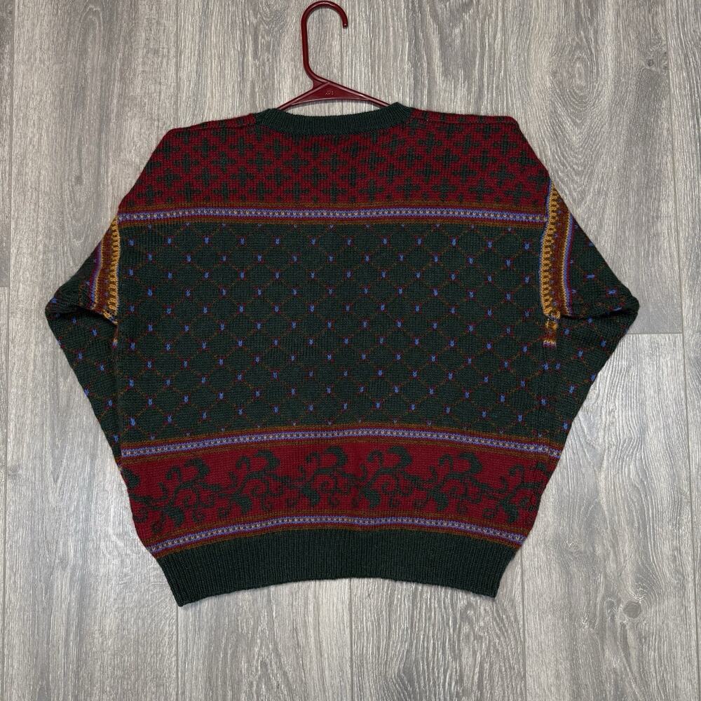Vintage Susan Bristol Wool Sweater Womens Small Lion Crest Fair Isle 80s Preppy - Picture 5 of 11